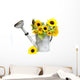 Sunflowers in Watering Can Wall Decal