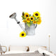 Sunflowers in Watering Can Wall Decal