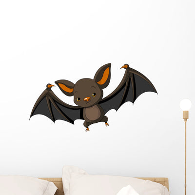 Halloween Bat Flying Wall Decal shown on a wall