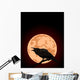 Crow Croaks Against a Full Moon Wall Mural