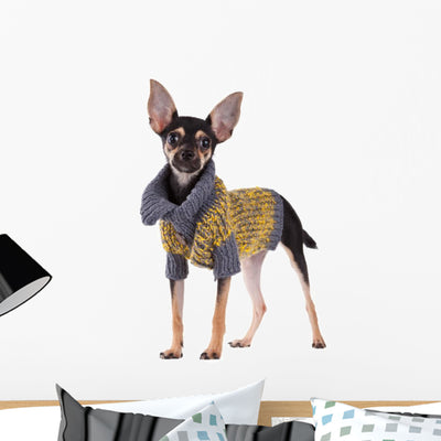 Small Dog Toy Terrier Wall Decal shown on a wall