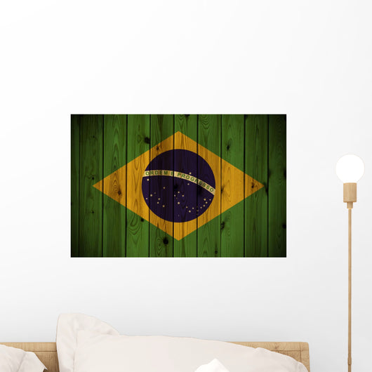 Wooden Brazil flag Wall Mural