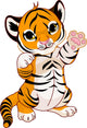 Cute Playful Tiger Cub Wall Decal