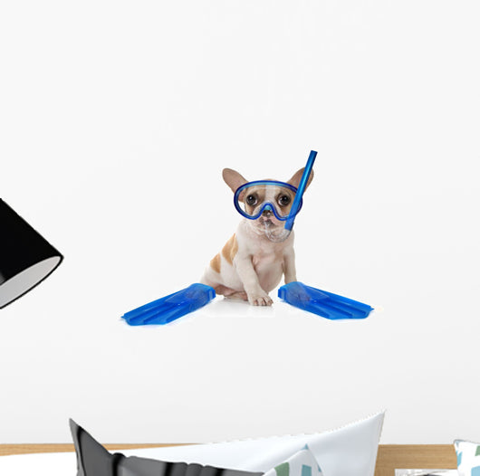 Puppy Dog With Swimming Snorkeling Gear Wall Decal