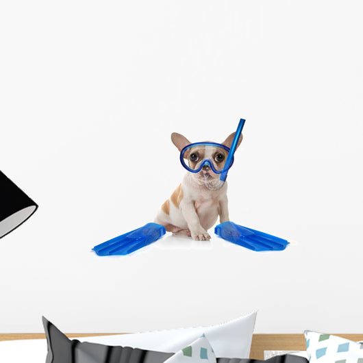 Puppy Dog With Swimming Snorkeling Gear Wall Decal