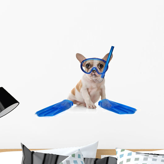 Puppy Dog With Swimming Snorkeling Gear Wall Decal