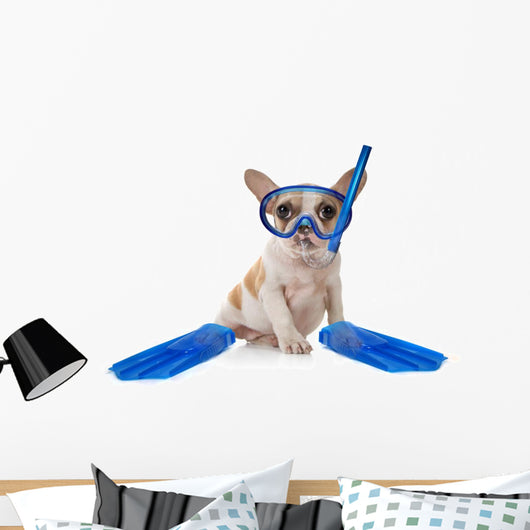 Puppy Dog With Swimming Snorkeling Gear Wall Decal