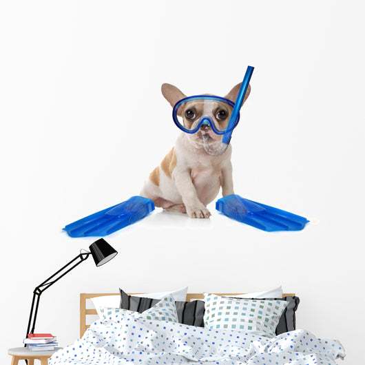 Puppy Dog With Swimming Snorkeling Gear Wall Decal