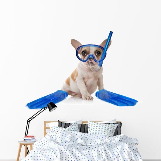 Puppy Dog With Swimming Snorkeling Gear Wall Decal