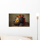 Autumn still life with kerosene lamp and corn in wicker basket Wall Mural