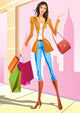 Fashion Shopping Girls with Wall Mural