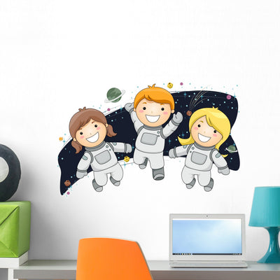 Astronaut Kids Wall Decal shown on a wall