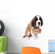A Saint Bernard puppy with rescue barrel around the neck Wall Decal