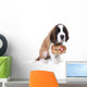 A Saint Bernard puppy with rescue barrel around the neck Wall Decal