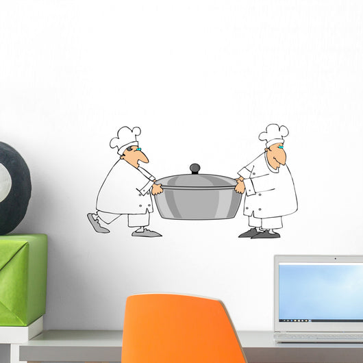 Two Chefs Carrying a Large Pot Wall Decal