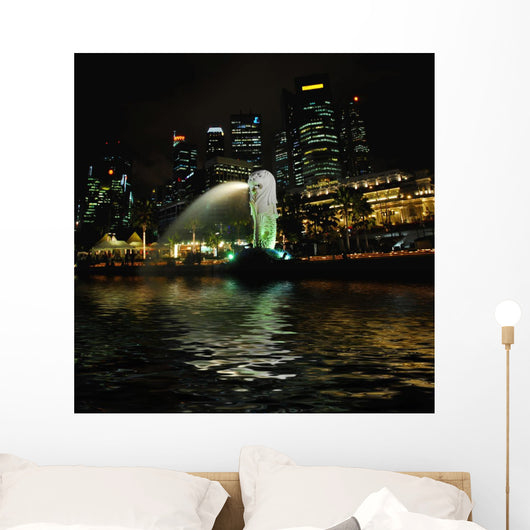 Merlion Singapore by Night Wall Mural