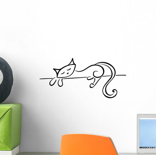 Silhouette of a lying black cat Wall Decal