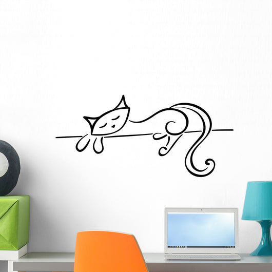 Silhouette of a lying black cat Wall Decal