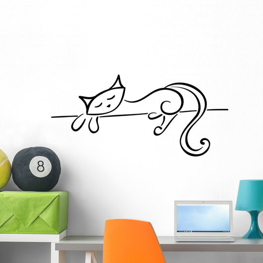 Silhouette of a lying black cat Wall Decal
