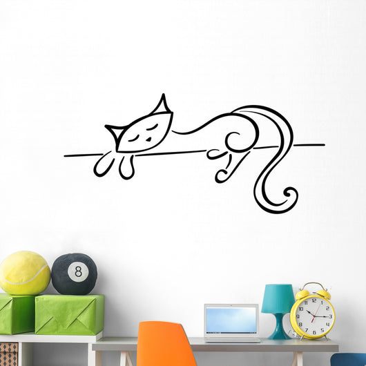 Silhouette of a lying black cat Wall Decal