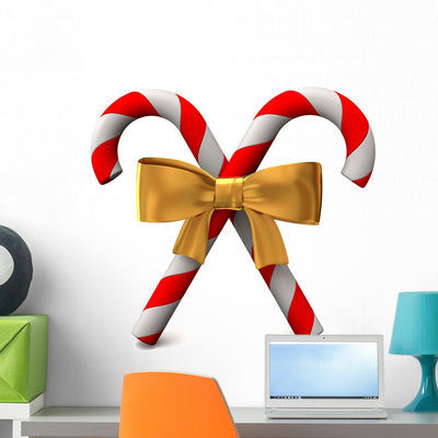 Candy Canes Wall Decal shown on a wall