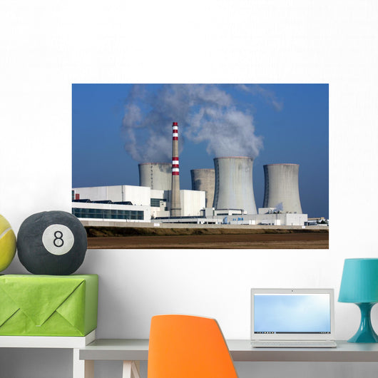 nuclear power plant over the agriculture field Wall Mural