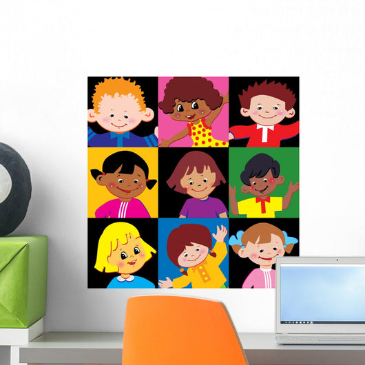 Portraits Happy Children Different Wall Mural