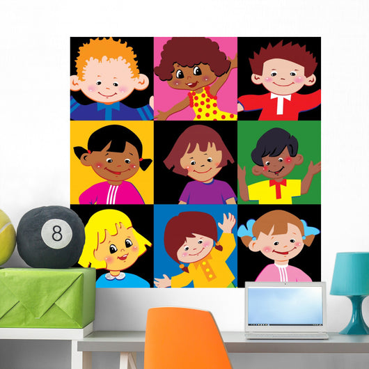 Portraits Happy Children Different Wall Mural