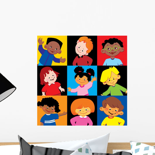Portraits Happy Children Different Wall Mural