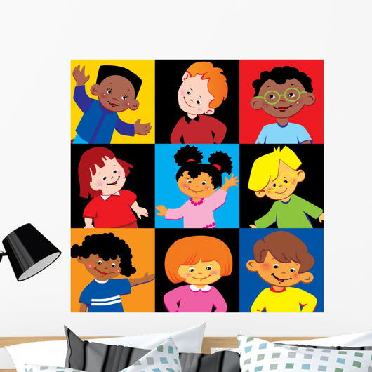 Portraits Happy Children Different Wall Mural