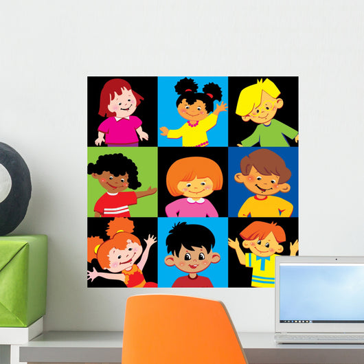 Portraits Happy Children Different Wall Mural