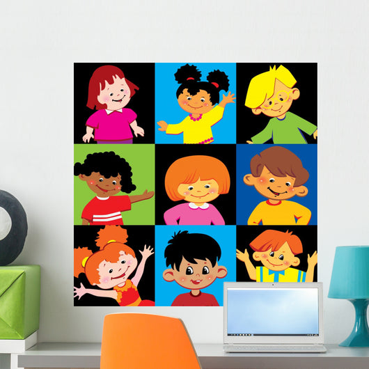 Portraits Happy Children Different Wall Mural