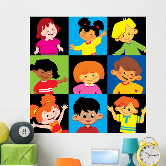 Portraits Happy Children Different Wall Mural