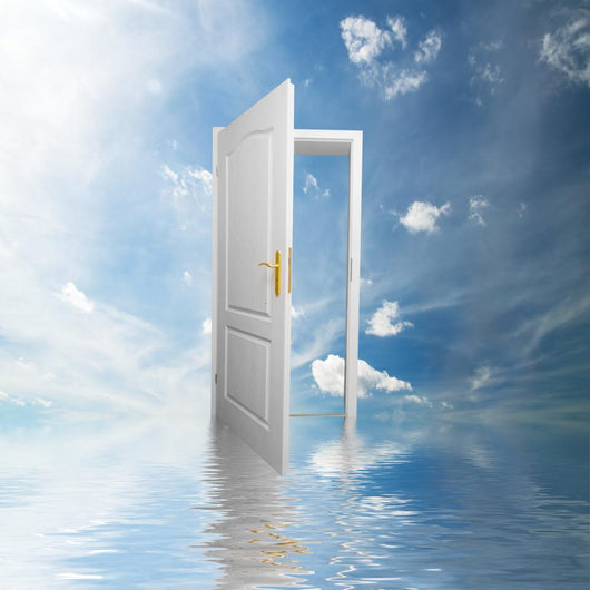 Door to new world. Hope, success, new way concepts Wall Mural