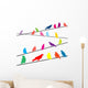 Colored crows on wires Wall Decal