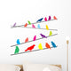 Colored crows on wires Wall Decal