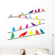 Colored crows on wires Wall Decal