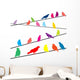 Colored crows on wires Wall Decal