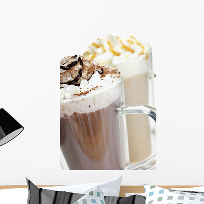 Hot Chocolate and Coffee shown on a wall