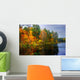 Picturesque autumn landscape of lake and bright trees and bushes Wall Mural