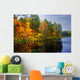 Picturesque autumn landscape of lake and bright trees and bushes Wall Mural