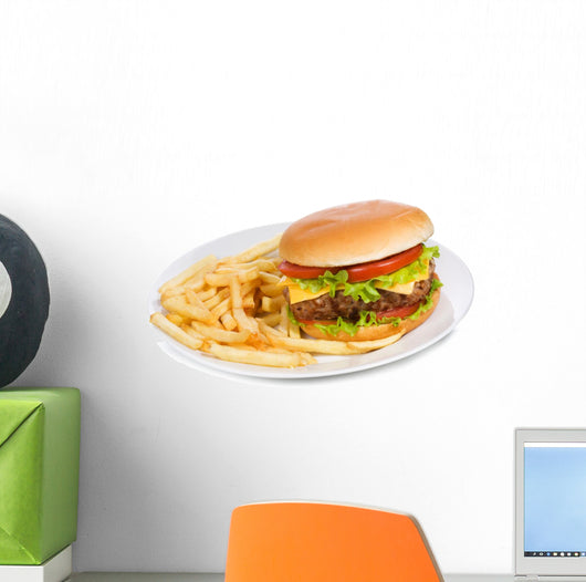 Hamburger With Fries Wall Decal