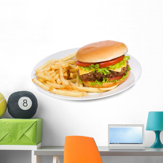 Hamburger With Fries Wall Decal