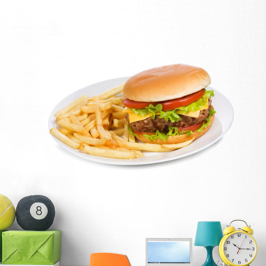 Hamburger With Fries Wall Decal