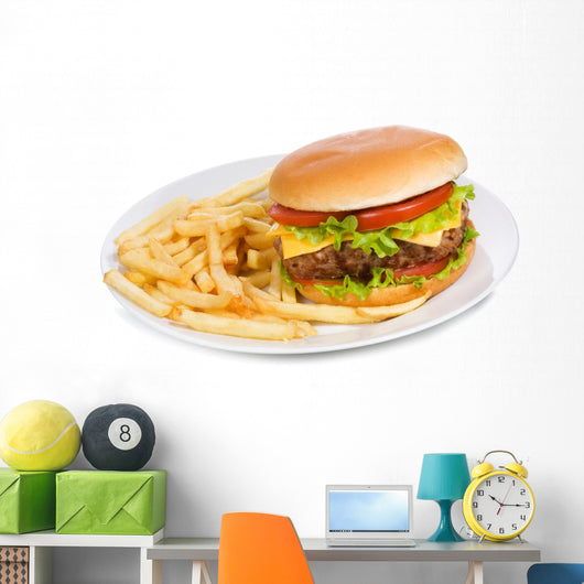 Hamburger With Fries Wall Decal