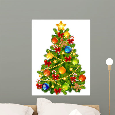 Christmas Tree Wall Decal shown on a wall