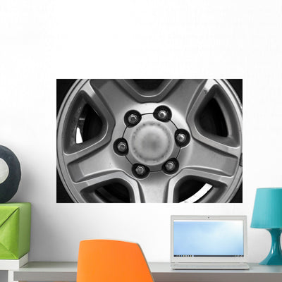 Wheel shown on a wall