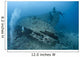 Scuba diver entering a shipwreck. Wall Mural