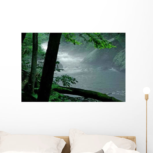 Misty Morning Stream Wall Decal