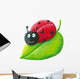 Cute ladybug on green leaf Wall Decal